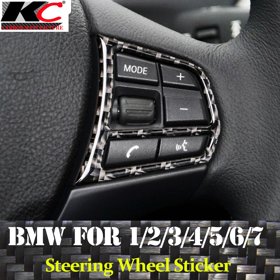 Carbon Fiber Replacement Steering Wheel Buttons Stickers Trim For BMW E90