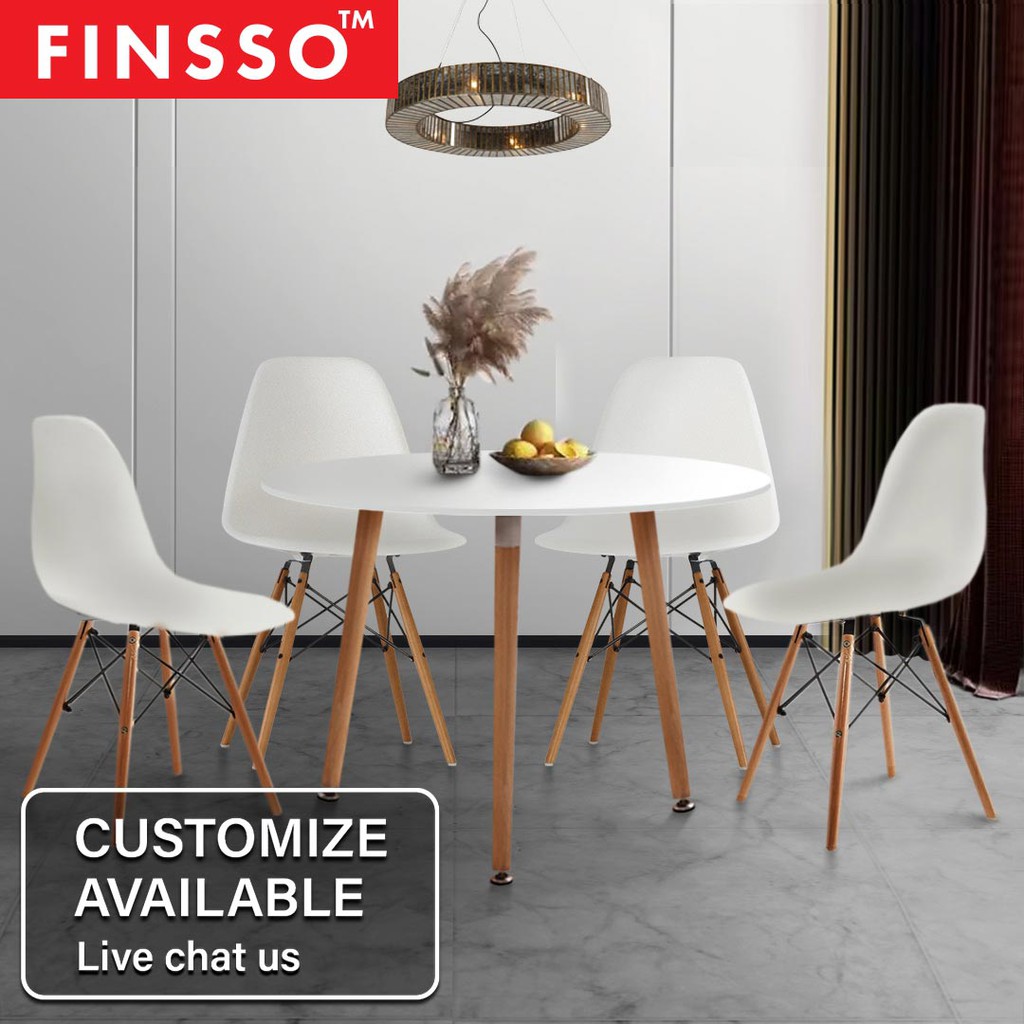 FINSSO: EAMES Kitchen Round Coffee Dining Table WITH 4 CHAIRS