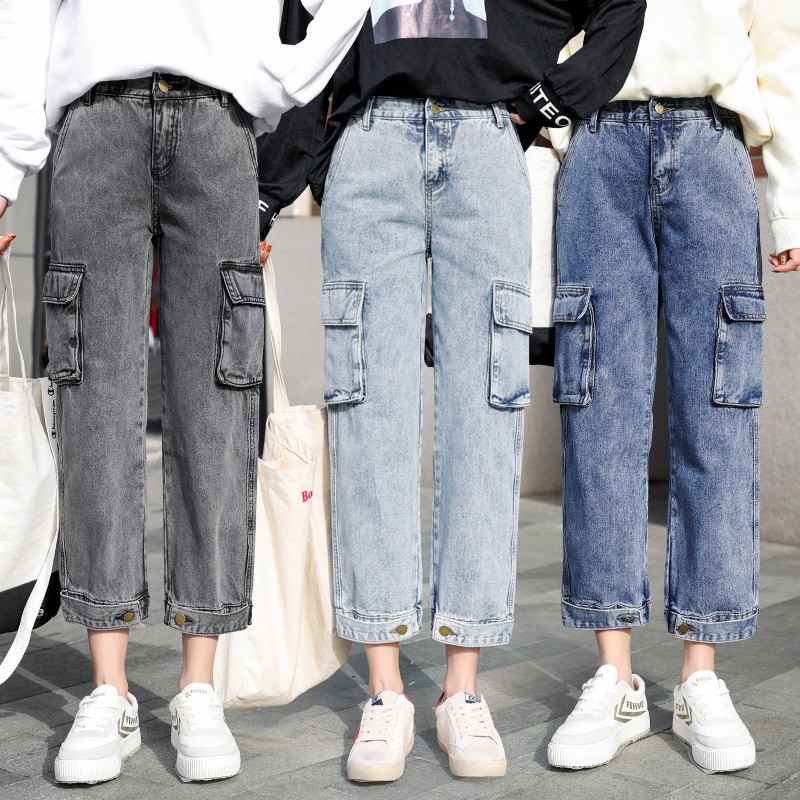 womens denim cargo pants