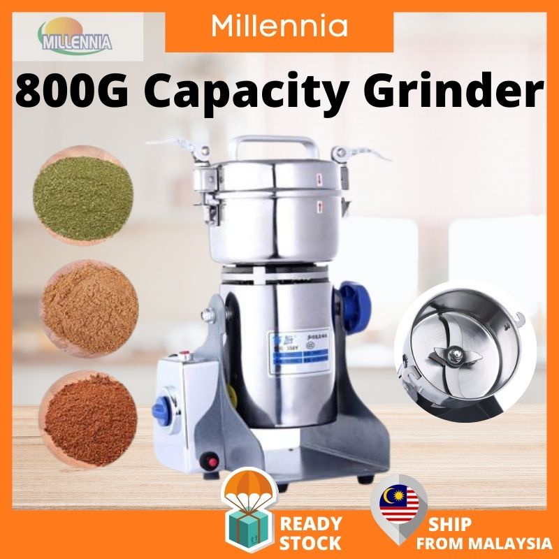 🔥Ready stock🔥 Heavy Duty Big Capacity 800G Stainless Steel Commercial & Home Use Grinder For Herbs/Spices/Nuts/Beans .