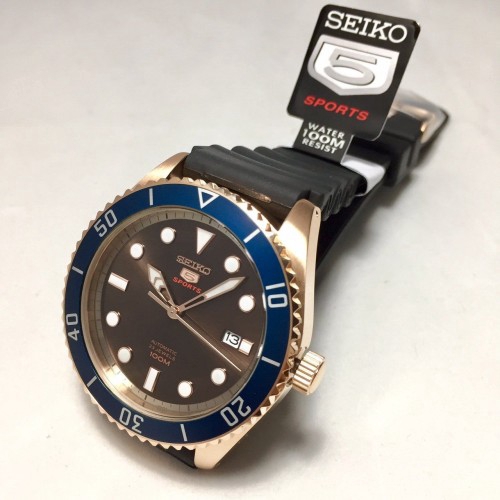 Seiko 5 Sports Gents SRPB96K1 Automatic Brown Sunray Dial Rubber Strap  Watch | Shopee Malaysia