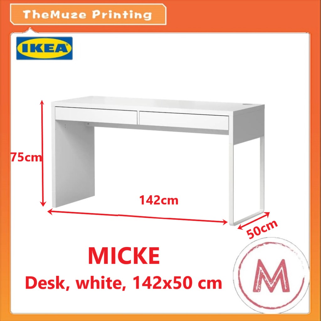 Ikea Micke Meja Desk Black Brown White 142x50 Cm Shopee