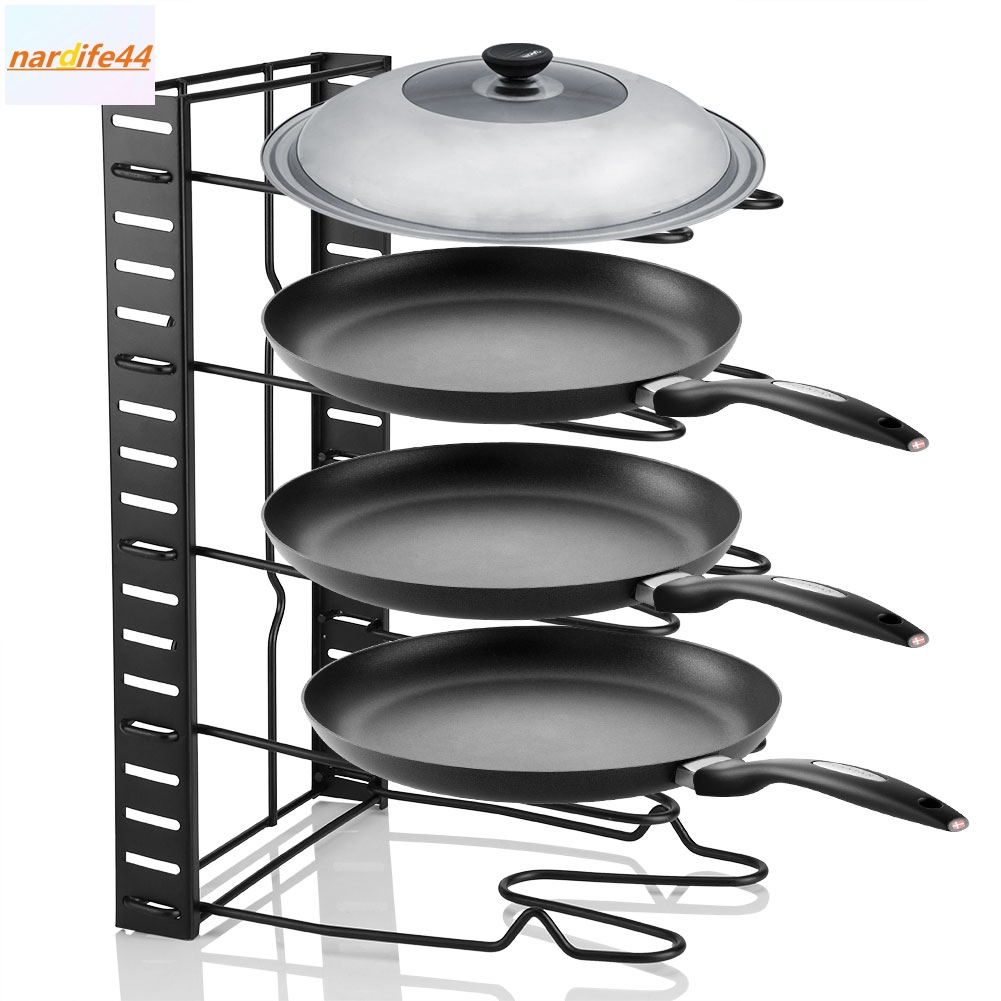 Pot Organizer Multi Storage Rack Organizer Cookware Stand Holder for Tiered Pot Frying Pan Lid