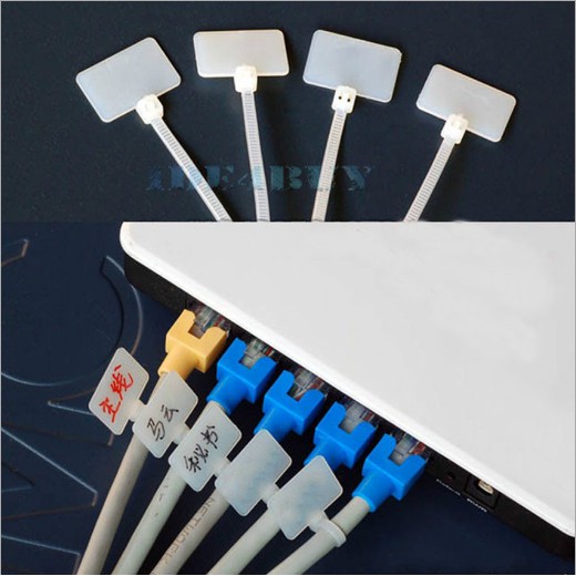 100Pcs NEW Nylon Self-Locking Label Tie Network Cable Marker Cord Wire Strap Zip 