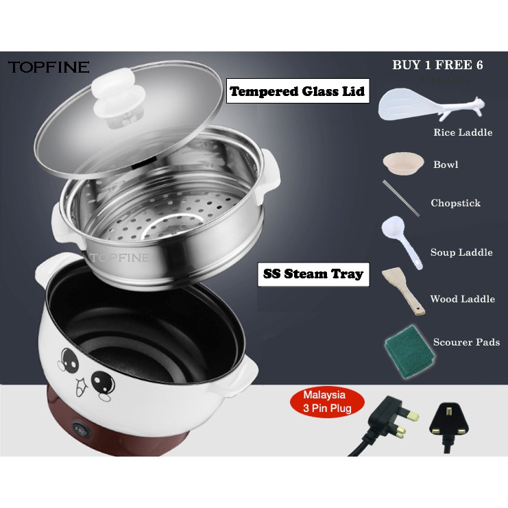 [READY STOCK] TOPFINE 24cm/26cm Quality Electric Multicooker Non Stick Rice Cooker Food Mini Hot Pot