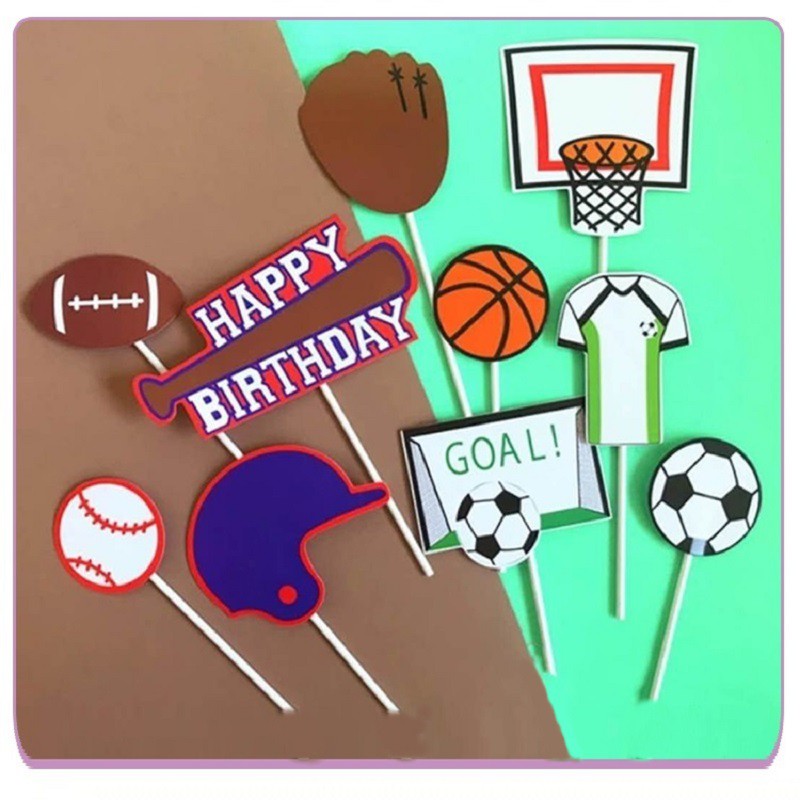 4pcs Baseball Football Basketball Cake Topper Birthday Party Cake