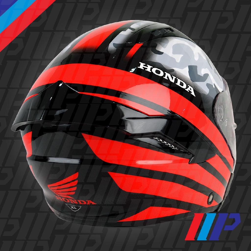 Kyt Nfj Honda Camouflage Black Red Grey Double Visor Open Face Helmet Special Edition Shopee Malaysia