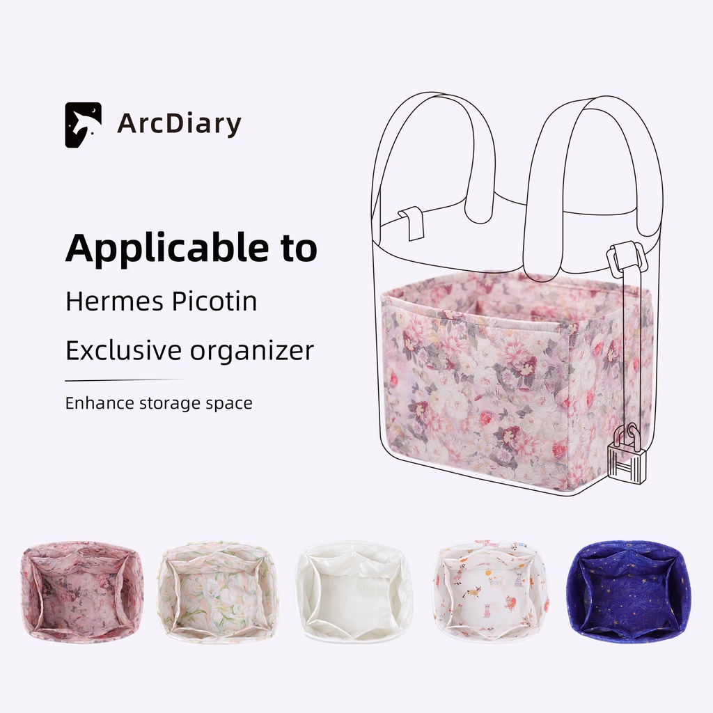 ArcDiary Rayon Purse Organizer Insert, Unique Pattern Bag Organizer Liner, Handbag Organiser Insert, Bag Tote Shaper Fit Picotin 14/18/22/26/31 Bags.