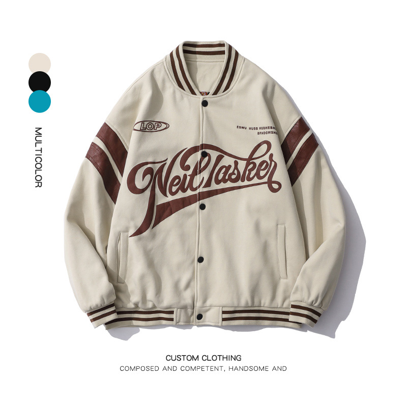European and American tide brand retro letter printed baseball uniform flyingfor men and women couples explosions jacket