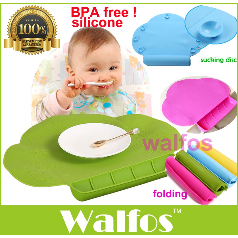 WALFOS Food Grade Silicone Baby Bib Table Mat Infant Tiny Diner ...