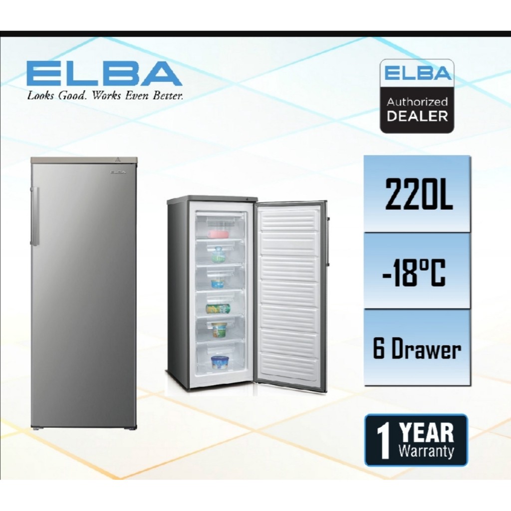 *NEW * ELBA UPRIGHT FREEZER 220L EUFJ2217(SV) ELBA WARRANTY Malaysia