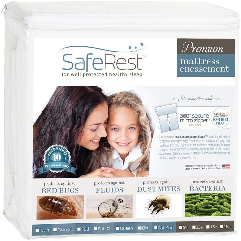 SafeRest Premium Zippered Mattress Encasement Lab Tested Bed Bug