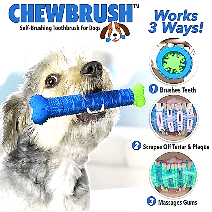 KND Dog Chew Toys Puppy Toothbrush for Small Medium Dogs Dental Care Brushing Effective Doggy Teeth Cleaning Massager Nontoxic Natural Rubber Bite Resistant