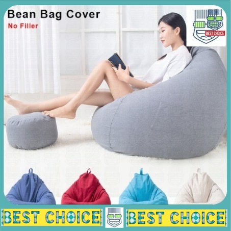 Bean Bag cover【ONSALE】S/M/L /XL Sofa Bean Stylish Bedroom Furniture Solid Color Single Bean Bag Lazy Sofa Cover DIY Fill