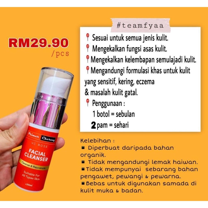 Facial Cleanser Primer Cherang Produk Klinik Original From Hq Shopee Malaysia