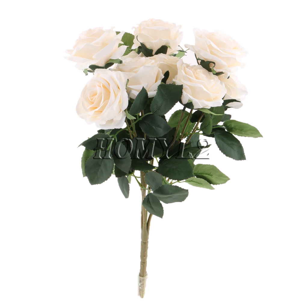 10 Head French Real Touch Silk Roses Flower Bouquet Wedding Floral Decor