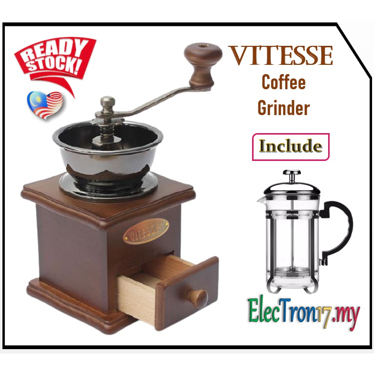 Retro Wooden Manual Coffee Grinder Classical Coffee Bean Expresso Maker with French Press Coffee Maker