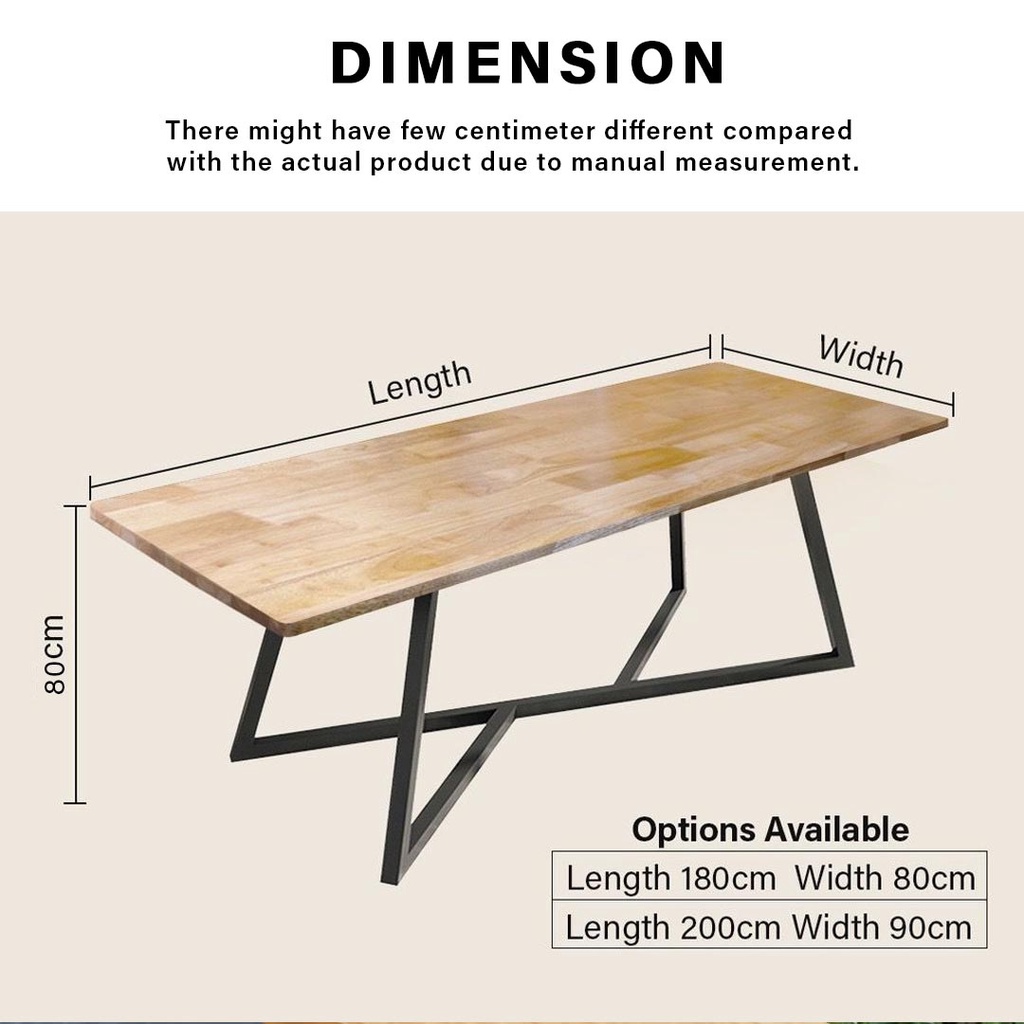 FINSSO: MODERN DINING / MEETING /STUDY TABLE With Black Steel