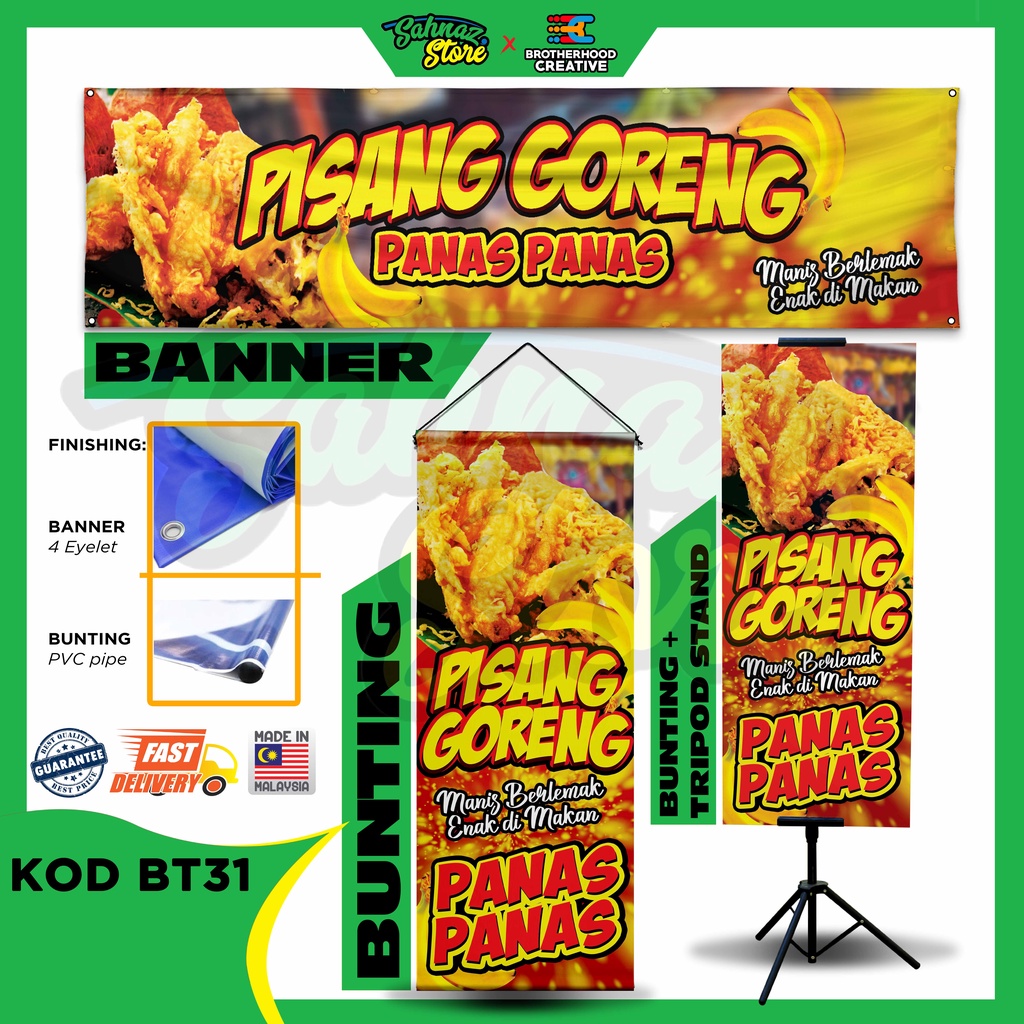 Bunting Banner Goreng pisang Panas panas produk / perkhidmatan anda High quality printing - BT 31