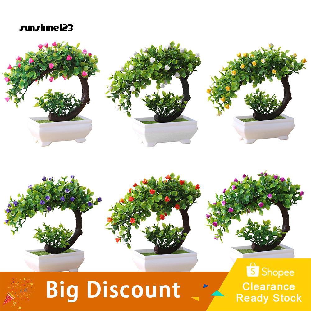 Sun Artificial Plant Bonsai Fake Flower Potted Ornament Home Hotel