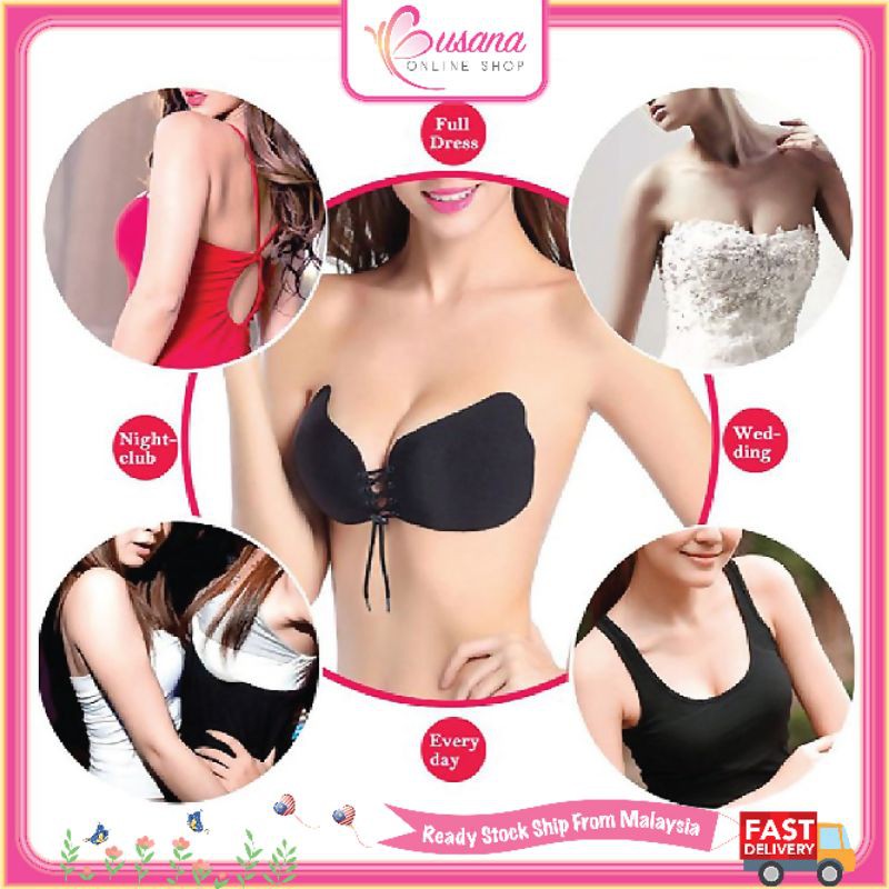 Self Adhesive NuBra Strapless Invisible Push Up Butterfly Bra With String