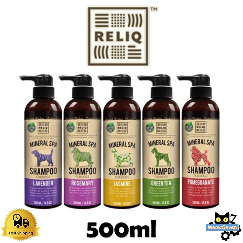 Reliq Mineral Spa Dog Shampoo 500ml (Green Tea, Lavender, Pomegranate