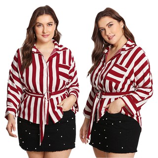 red white striped shirt plus size