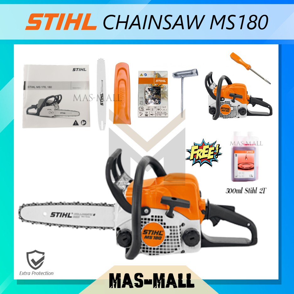 Stihl Ms180 Chainsaw With 12 14 16 18 Guide Bar And Saw Chain 100 Original And Ready Stock Home Tools Shopee Malaysia