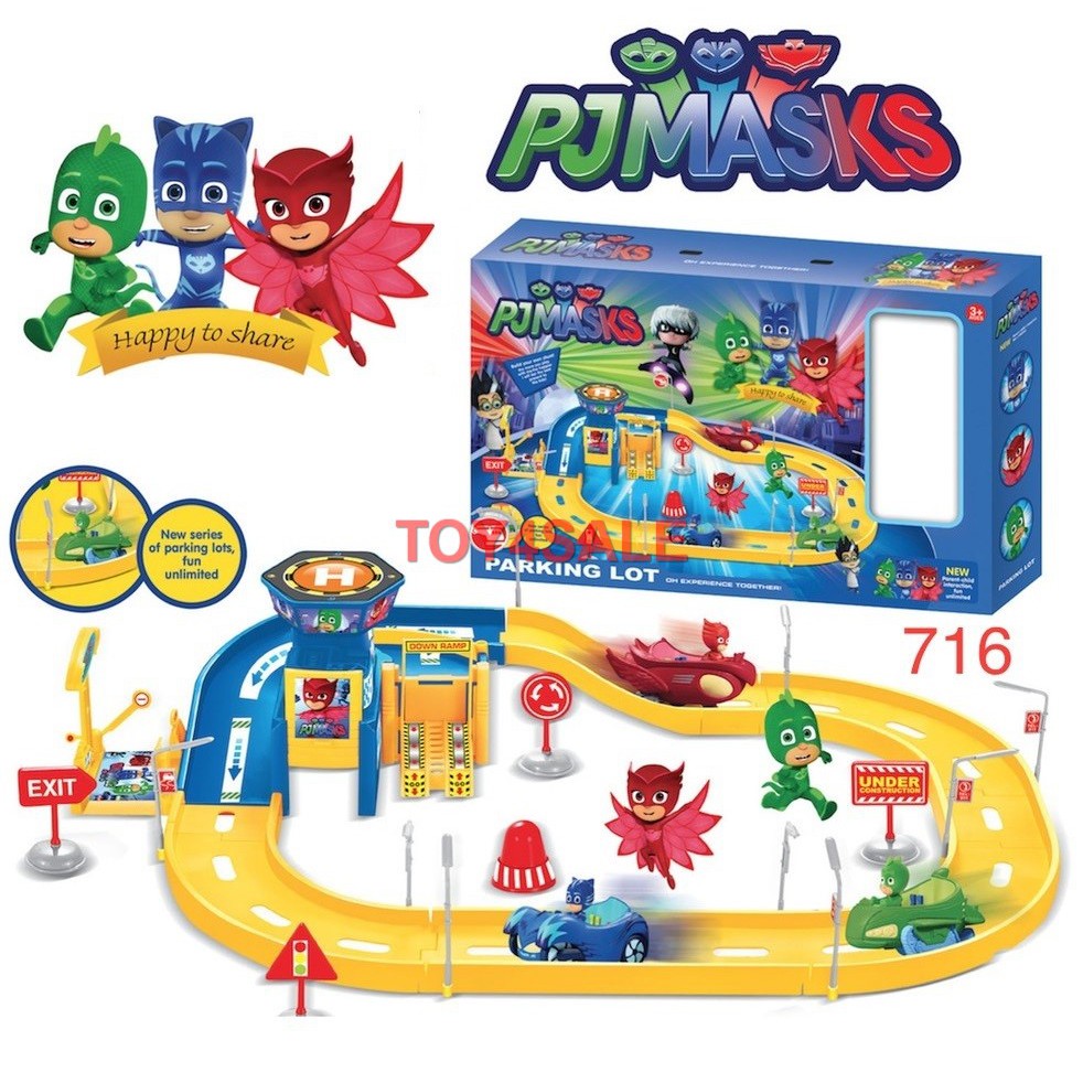 PJ Masks Parking Lot Toys Connor Greg Amaya Racing PJ Robot Car Track