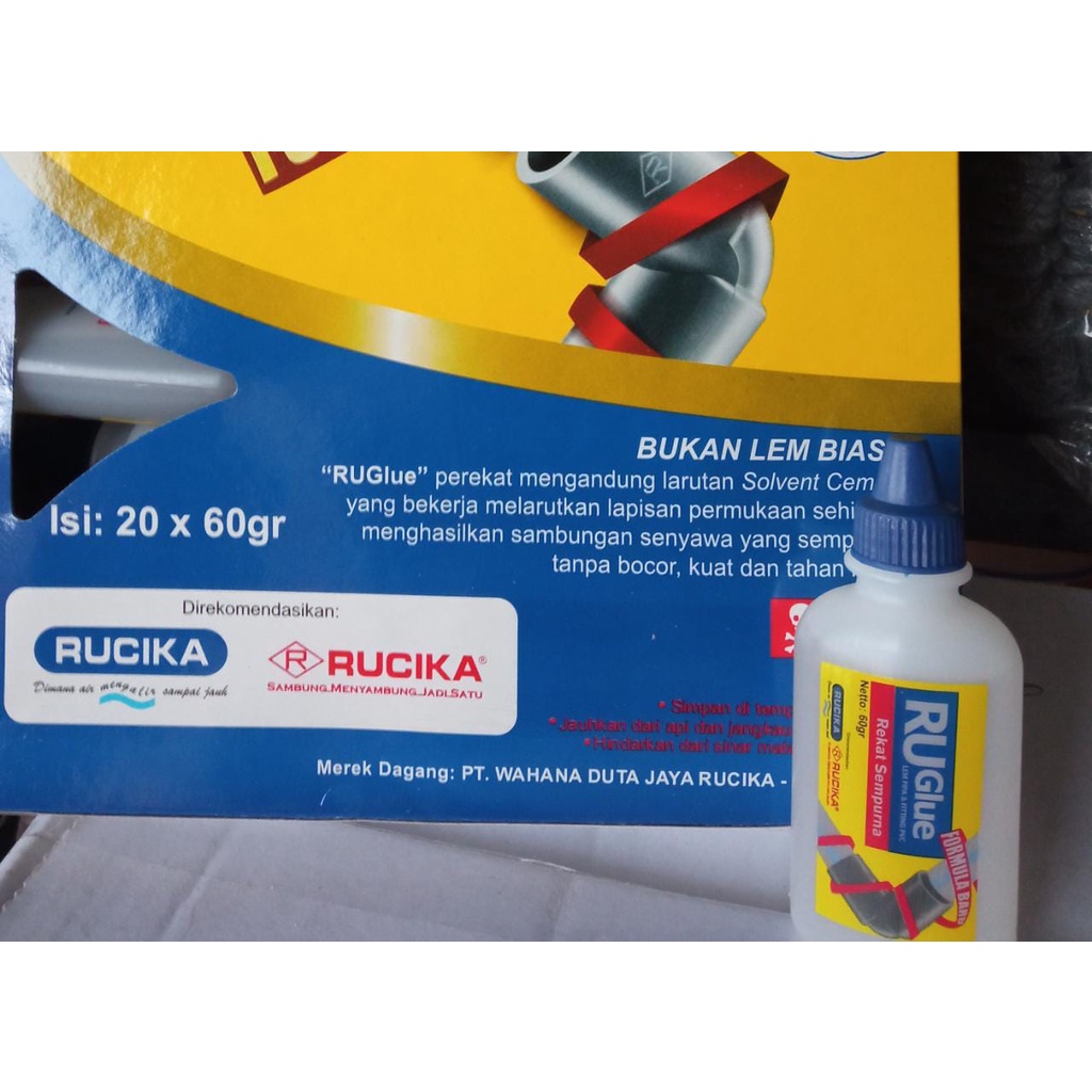 Ruglue PVC Pipe Glue by Rucika Bottle 60gr (100 Original) Shopee