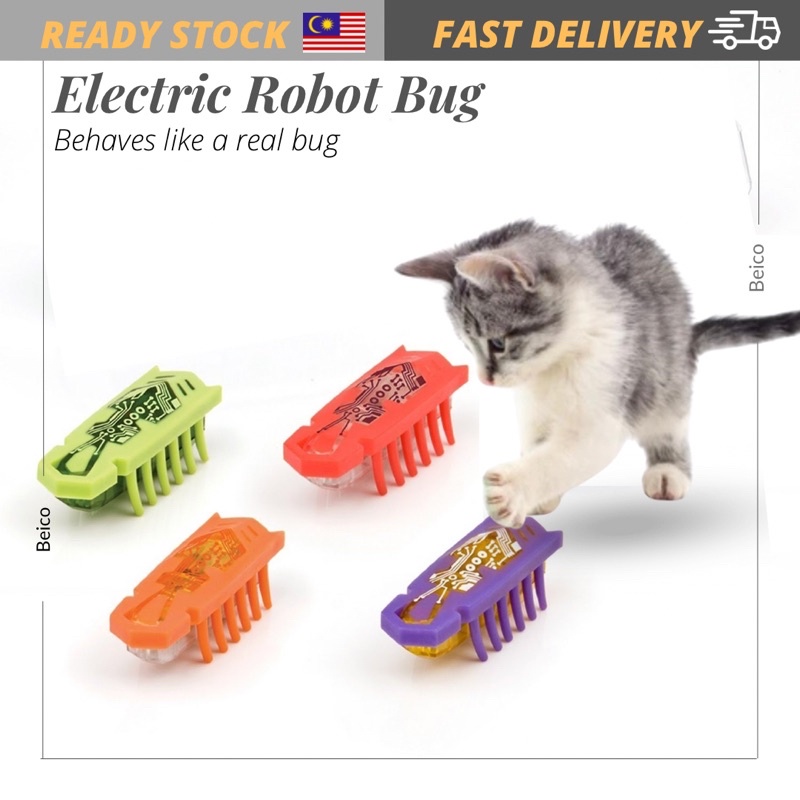 Mini Electric Robot Beetle Interactive Cat Toy Cats Chasing Fun Realistic Beetle Funny Cat Toy