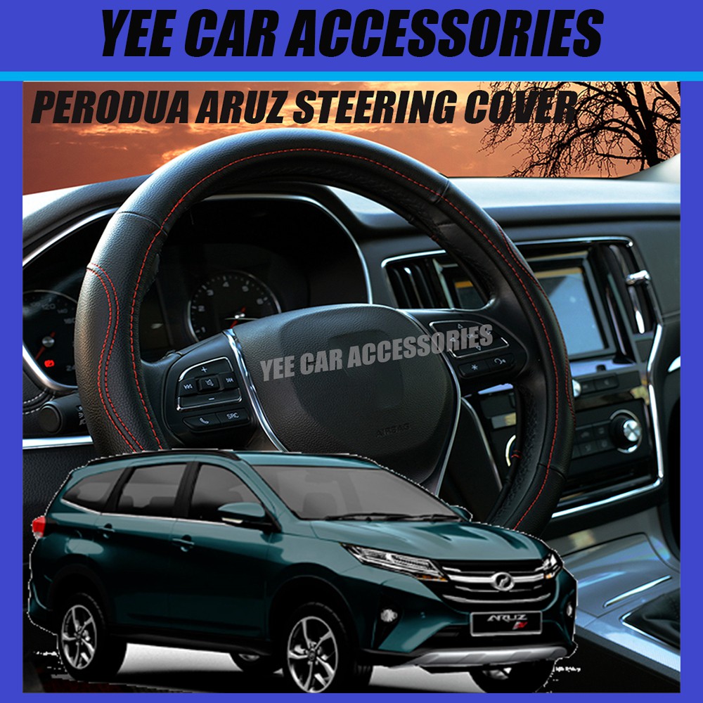 Perodua Aruz Dad Pu Leather Car Steering Wheel Cover M Size 38cm Shopee Malaysia