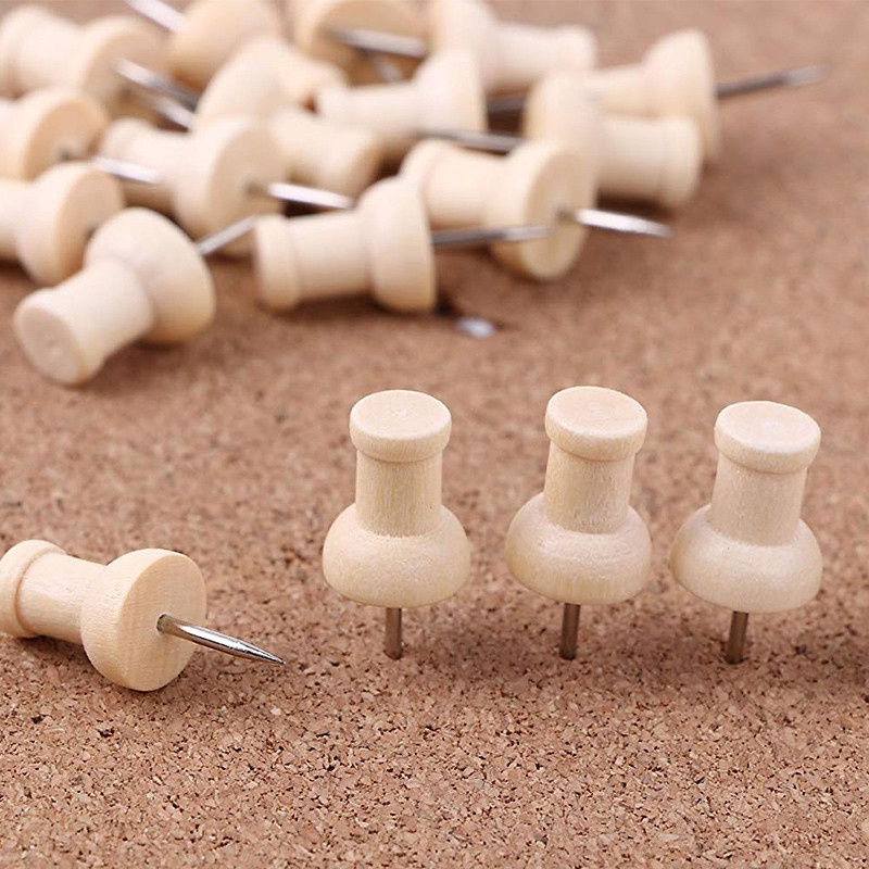 Cute Wooden Thumb Tack Push Pins for Cork Board, Bulletin board / Pin