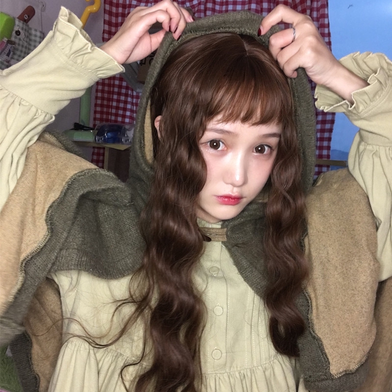 Women S Wigs Lolita Long Curly Hair Corn Perm Chemical Fiber