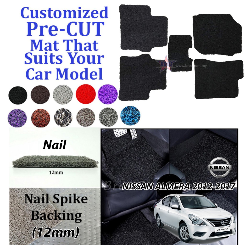 Nissan Almera 12mm Nail Spike Customized Pre Cut Carpet Car Karpet