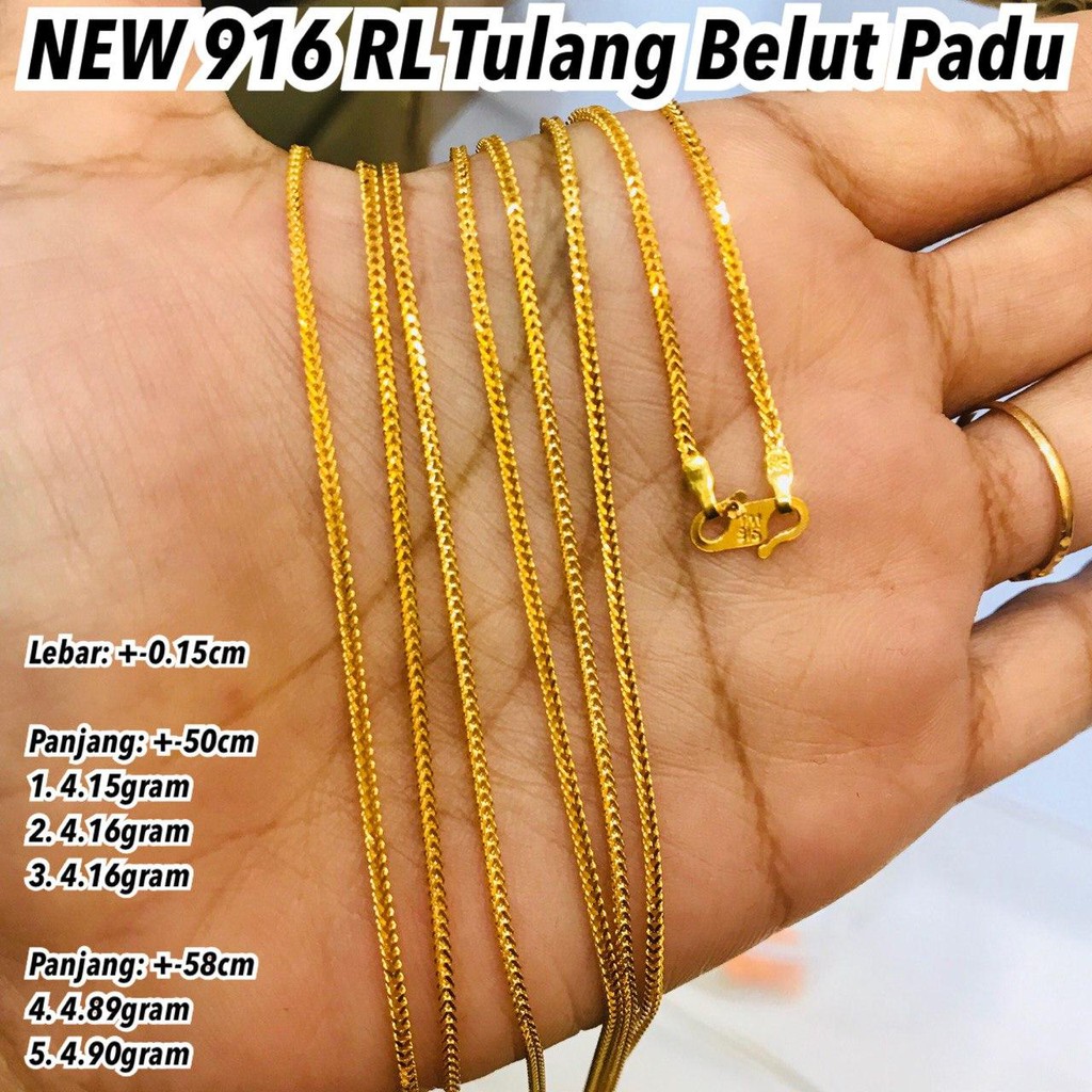 New Gold 916 Rantai Leher Tulang Belut Padu 6 Sept Shopee Malaysia