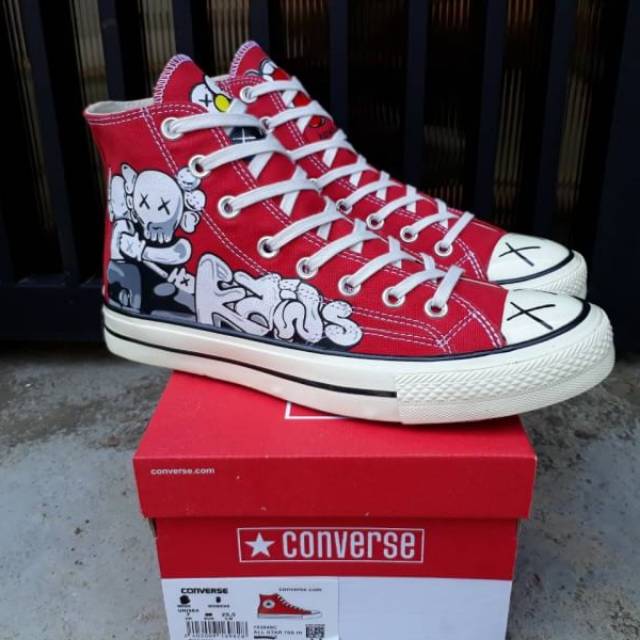 70.S CONVERSE HIGH X KAWS RED KW SUPER MADE IN VIETNAM | Shopee Malaysia