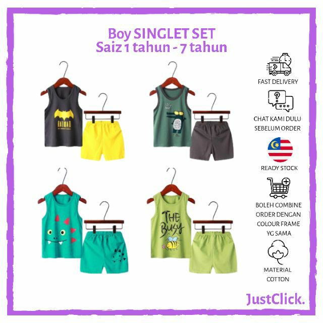  Baju  Budak  Lelaki Playset Boy Shirt  Boy Singlet T 