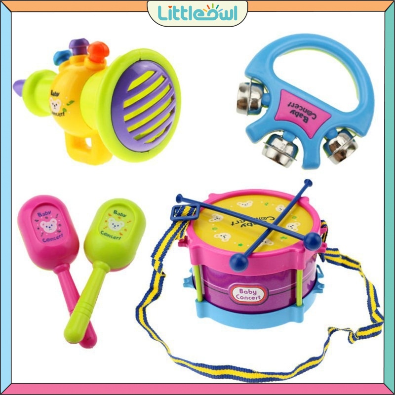 Pink Infant Electronic Music Rattle Drum Baby Kids Early Educational Toys Hand Bell 
