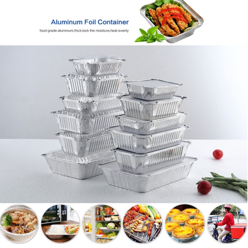 20/50PCS Air Fryer Disposable Aluminum Foil Food Storage Baking Tray Pans with Lids for Take