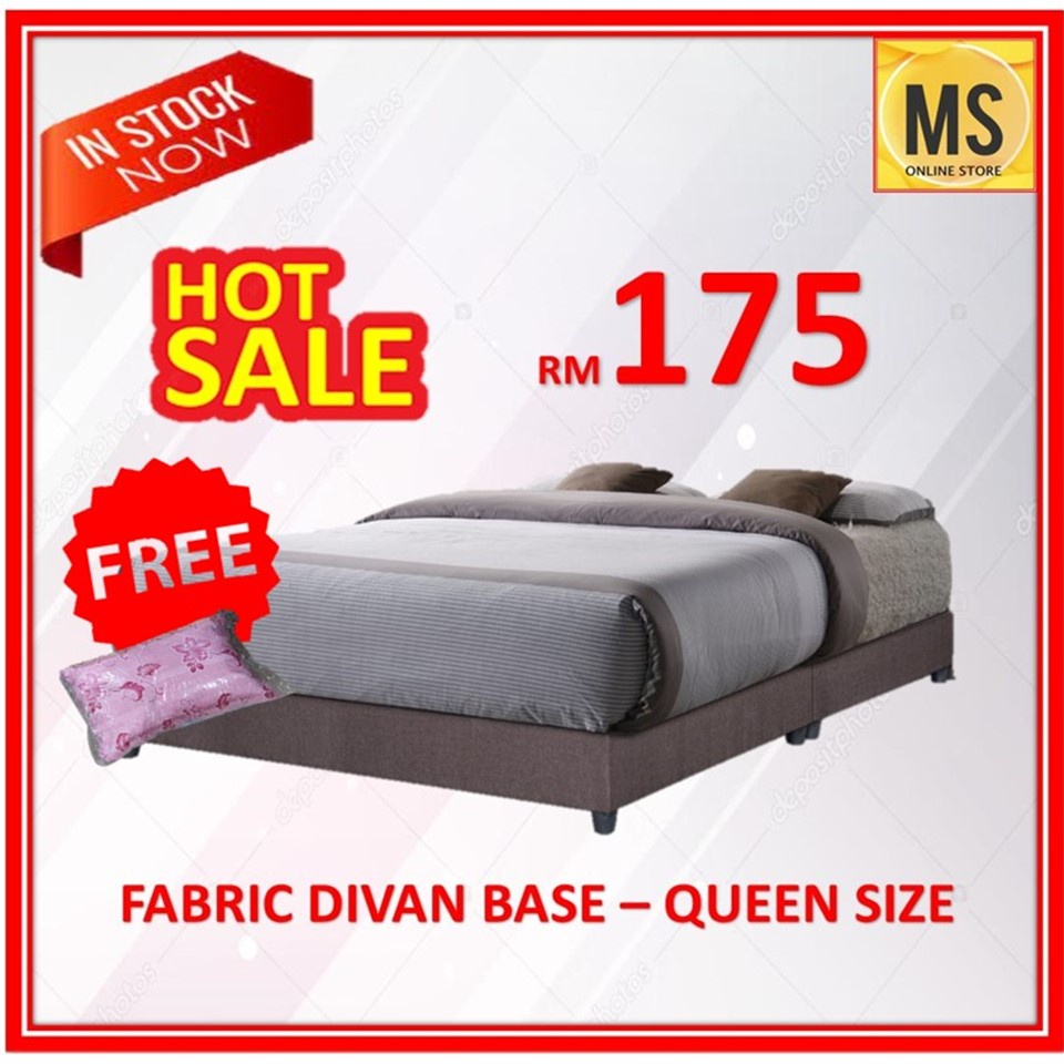 ( HOT SALE ) FABRIC DIVAN BASE ONLY QUEEN SIZE ** BROWN COLOUR