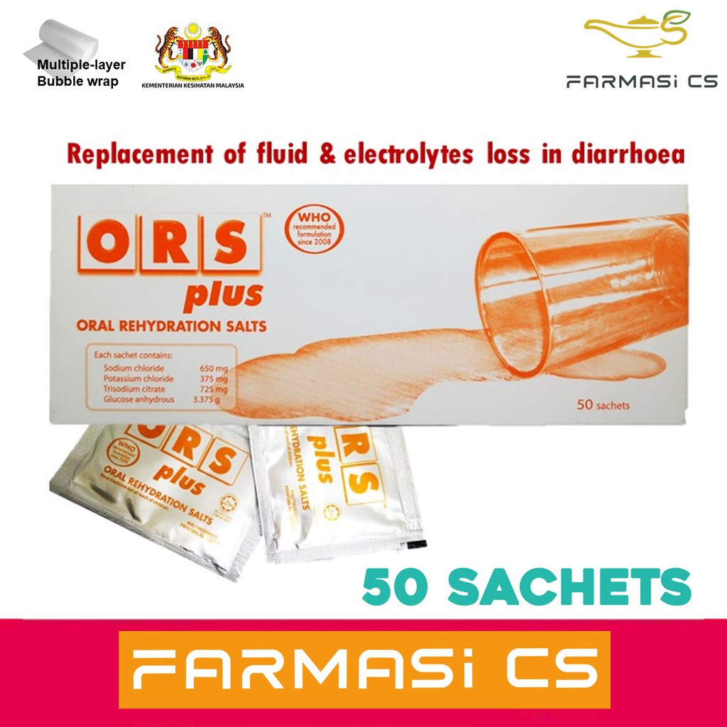ORS Plus Orange Oral Rehydration Salts 50 sachets EXP08/2024 [ Original, Air garam, Diarrhea