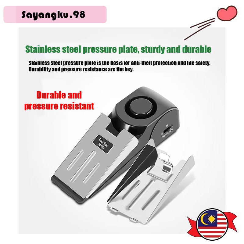 Wireless Vibration Triggered Alert Security System Door Stop Blocking