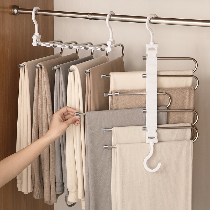 Locaupin Magic Pants Hangers, Space Saving Closet Hangers Multi