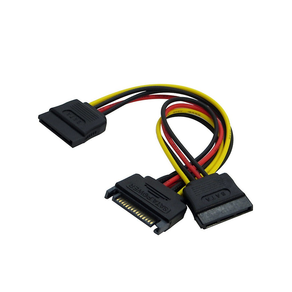 SATA Power Splitter Cable (15 Pin SATA Male to Dual Female Power Cable