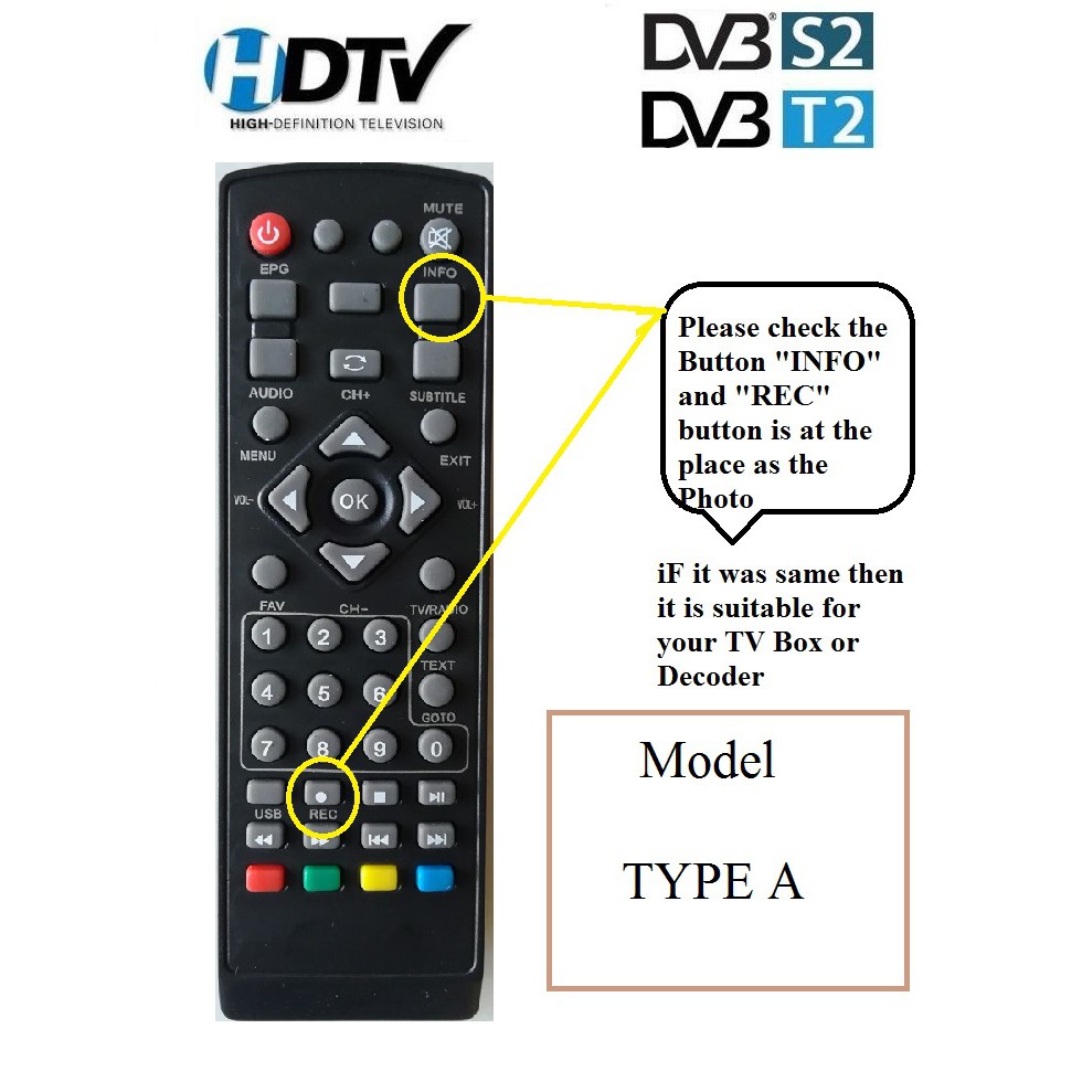 Remote Control DVB T2 DVB S2(Type A) Shopee Malaysia