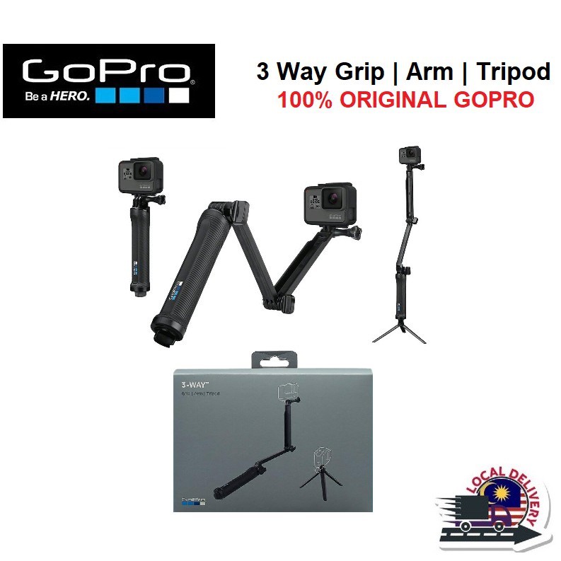 Gopro 3 Way Grip Arm Tripod Shorty Original Gopro 100 Shopee Malaysia