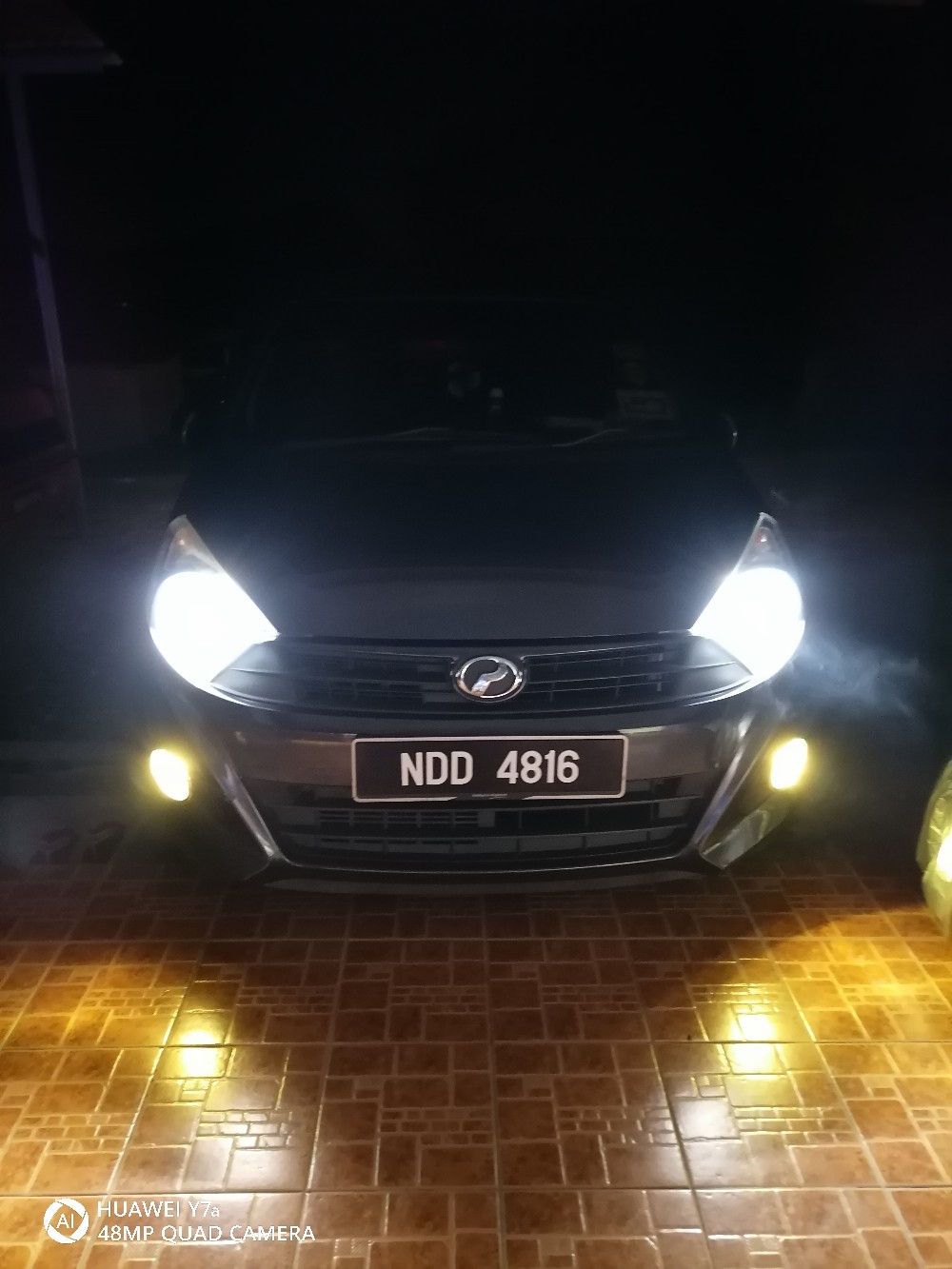 Perodua Axia 】 Fog Lamp / Sport Light with Chrome Ring Cover 