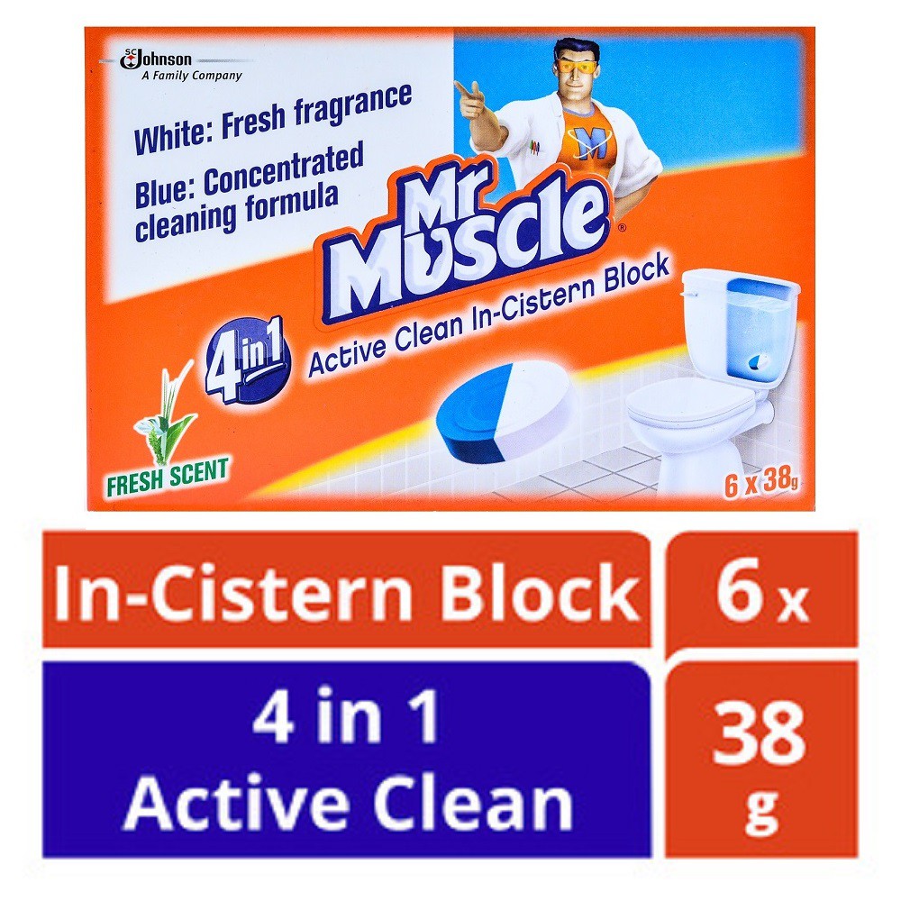 Mr. Muscle 4in1 Active Clean InCistern Block Fresh Scent (6s x 38g)