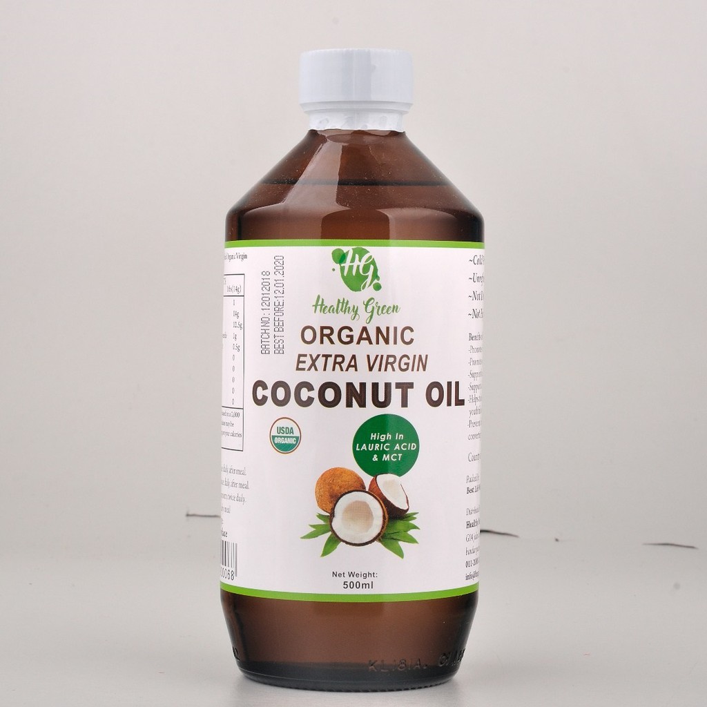 Healthy Green Organic Extra Virgin Coconut Oil 500ml (High In LAURIC